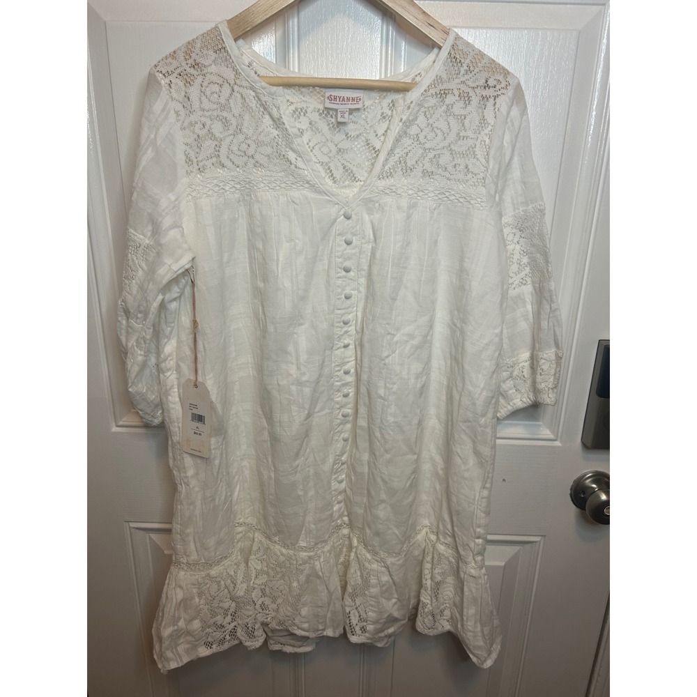 Shyanne Tunic Dress White Crochet Lace Boho Western SWSU24D86 XL